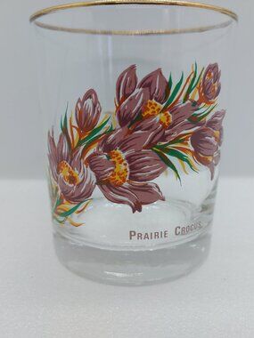 2 Vintage Prairie Crocus Flower 8 oz. Drinking Glass